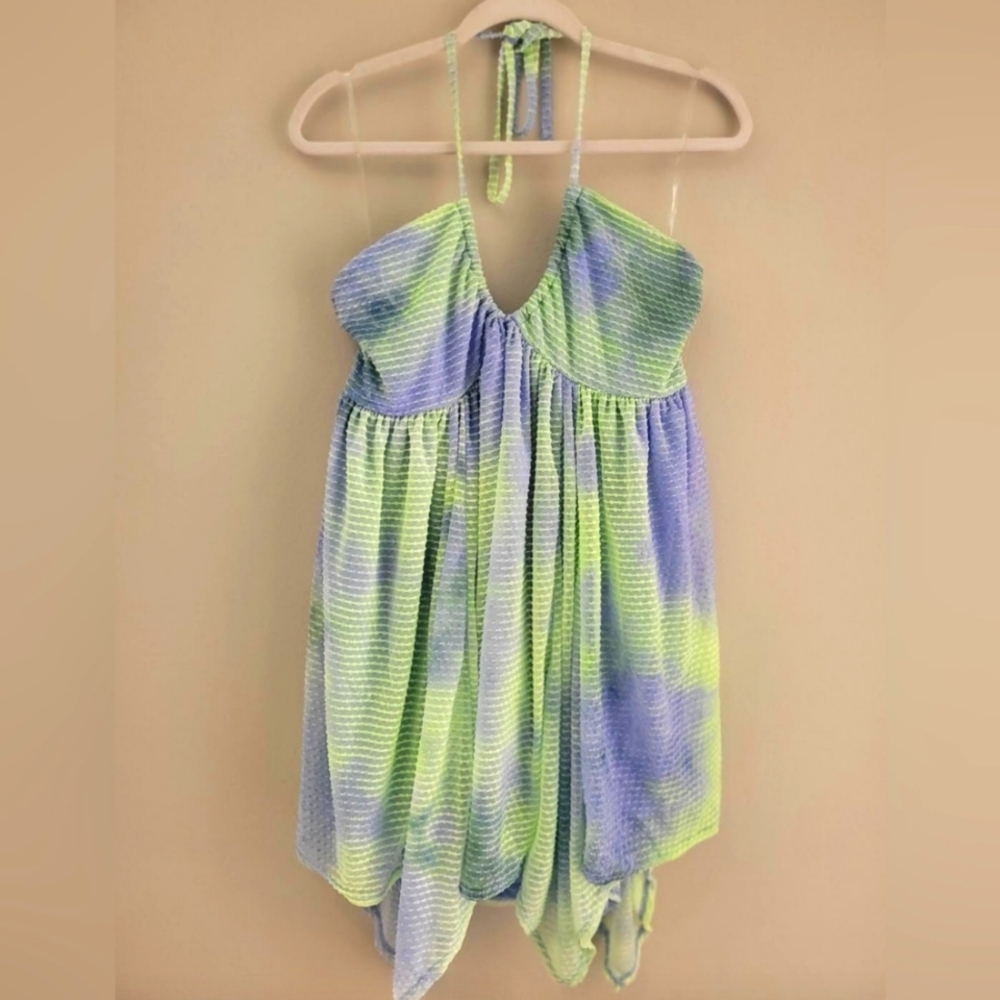 Wild Fable Tie Dye Babydoll Fairy Mini Dress Women's XL Blue Green